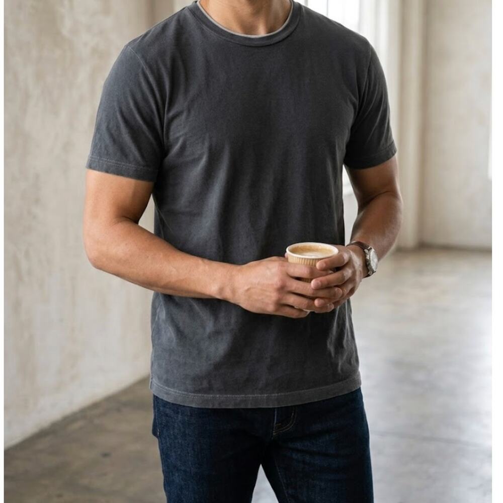 Rowan Men’s Medium Asher Standard Tee 100% Supima Pima Cotton Made in USA Gray